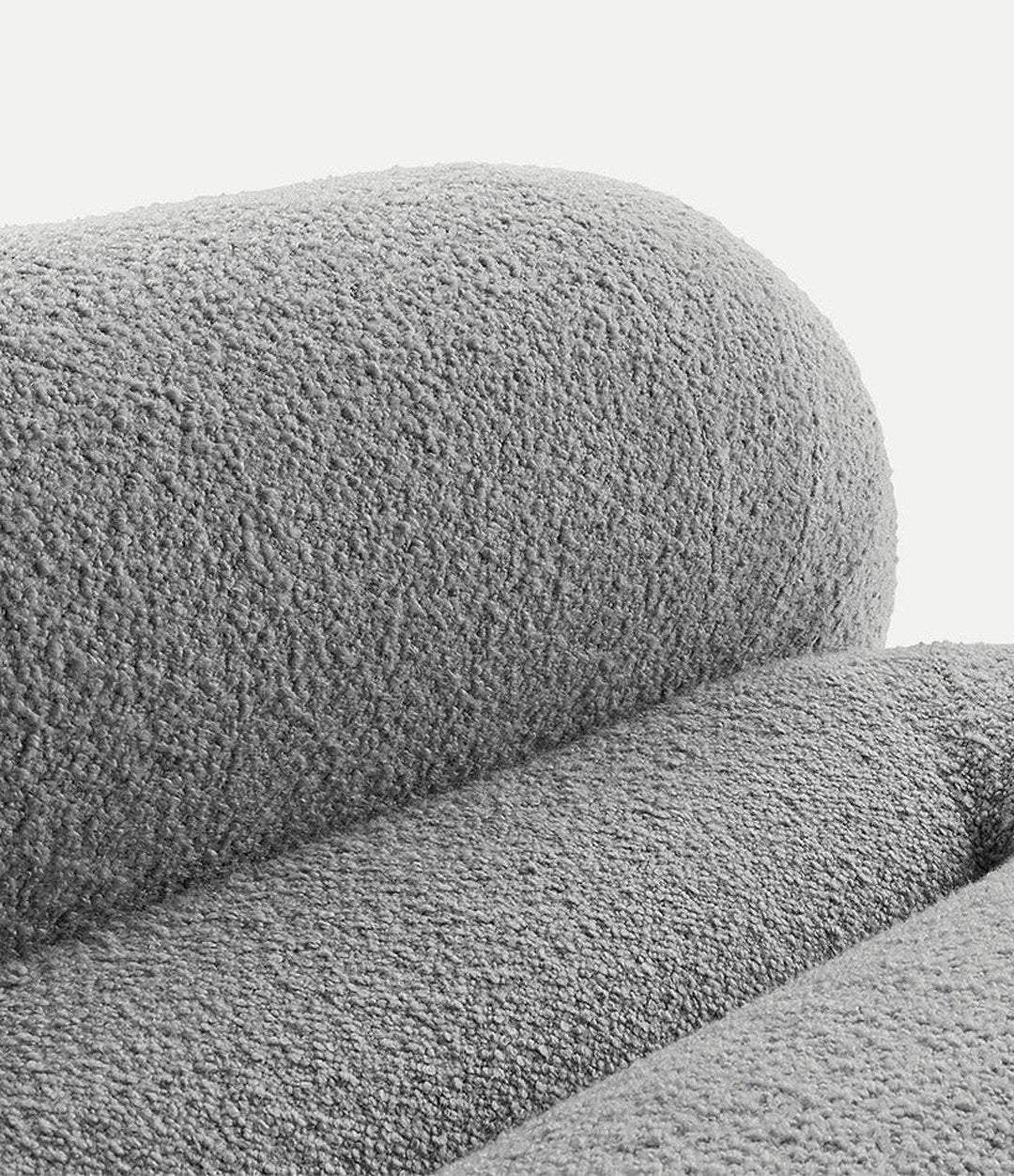 Loop Sofa by Sancal detail of the grey bouclé – In Dubai by WSPR