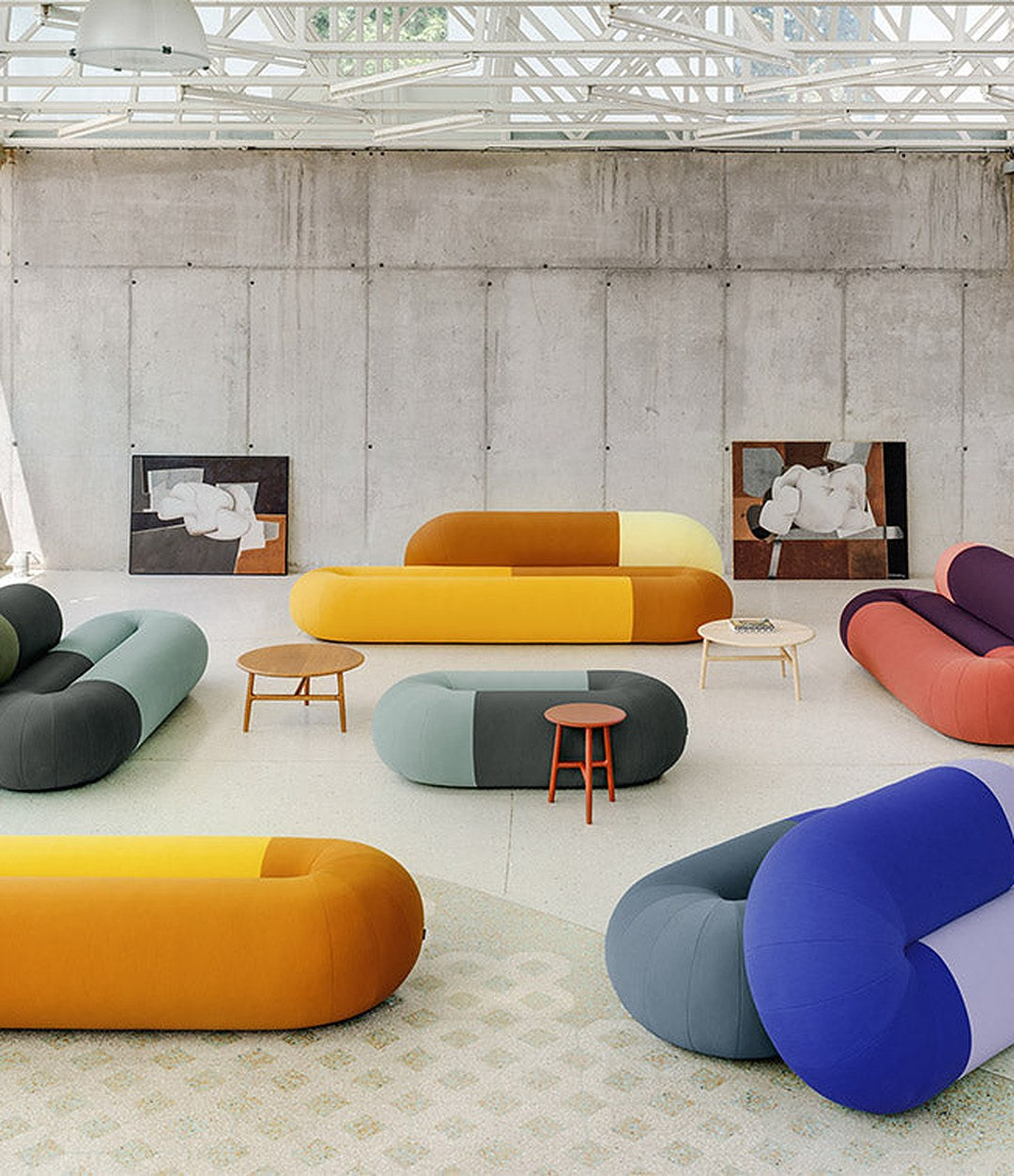 Loop Sofa by Sancal a group in a concrete loft – In Dubai by WSPR