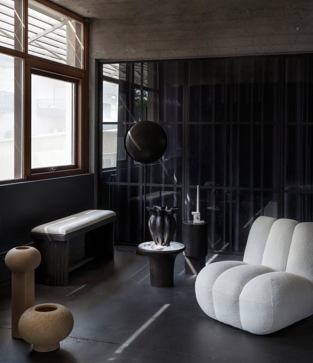 Lotus Vase, Mini by 101 Copenhagen in Coffee in a styled interior, view 3 – In Dubai by WSPR