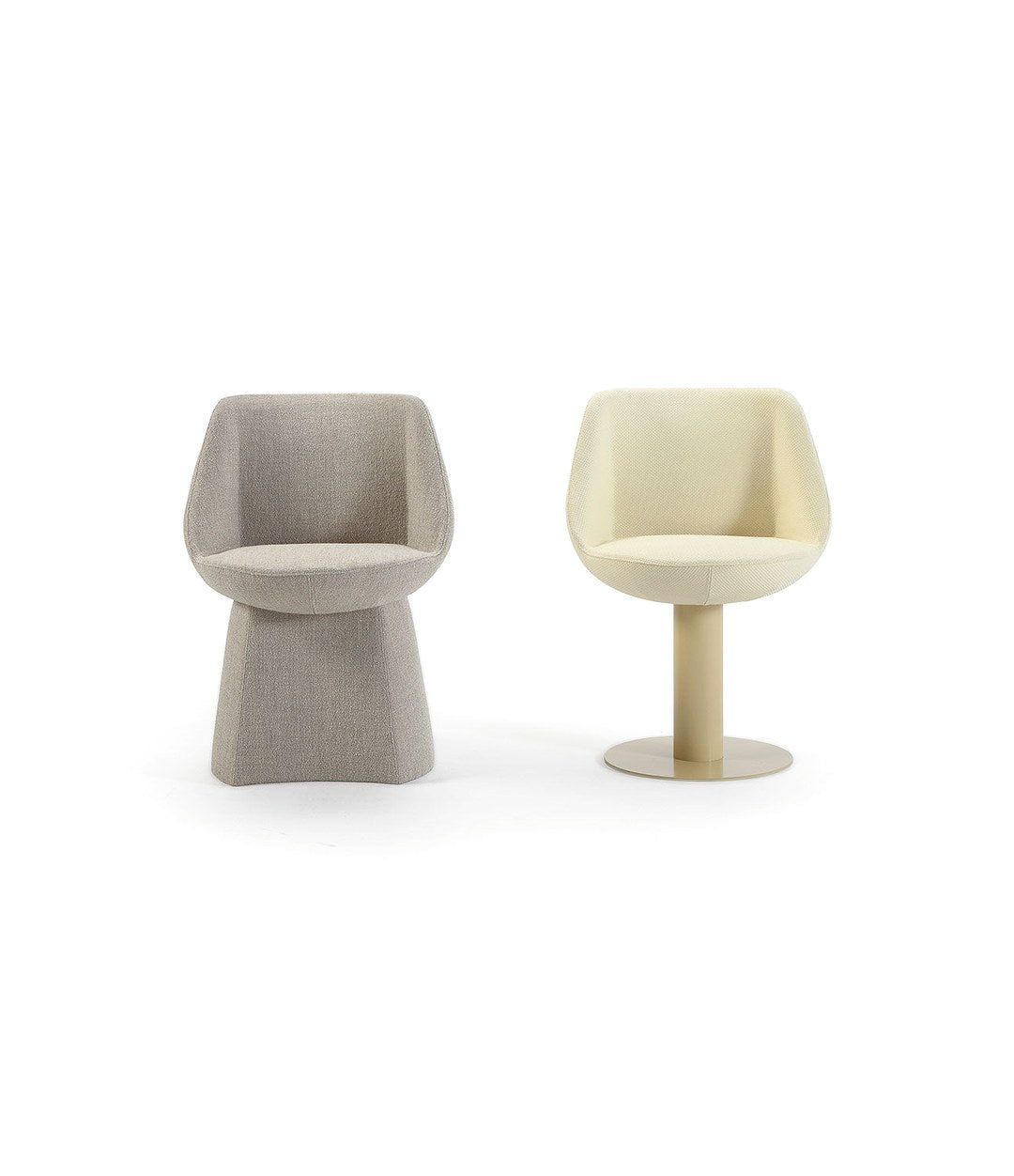 Magnum Chair by Sancal upholstered base in grey and on a central leg in cream – In Dubai by WSPR