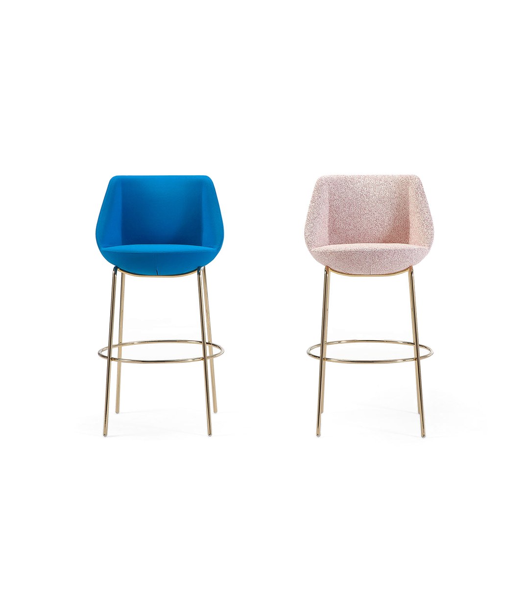Magnum Stool by Sancal in blue and pink on gold legs – In Dubai by WSPR