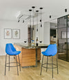 Magnum Stool by Sancal in blue at a kitchen island – In Dubai by WSPR