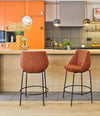 Magnum Stool by Sancal in a patterned fabric at an orange kitchen – In Dubai by WSPR