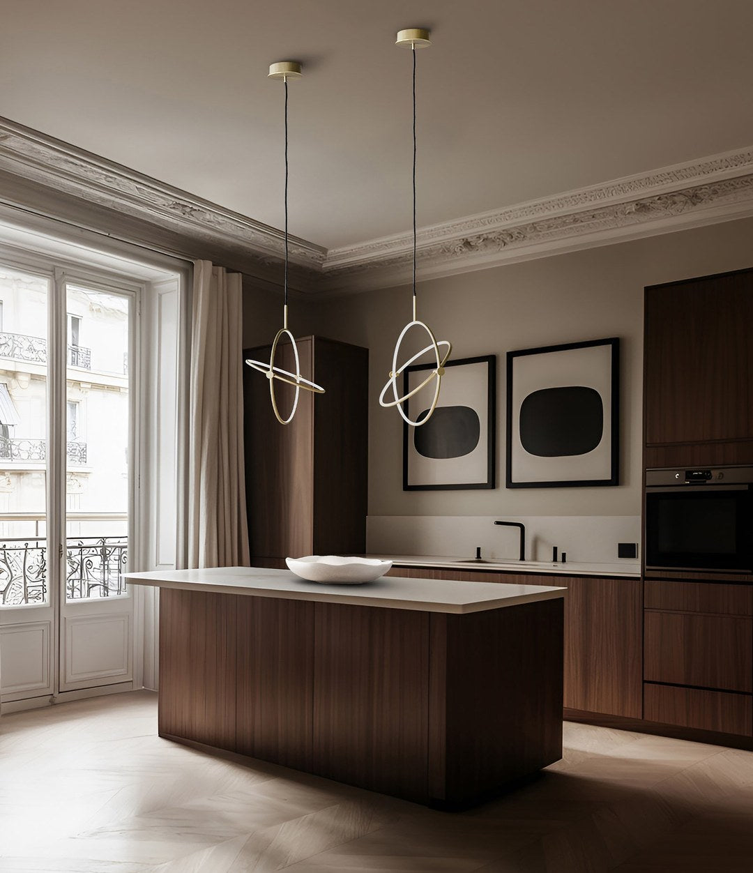 Maru Pendant, Ø40 by 101 Copenhagen in Brass in a styled interior, view 2 – In Dubai by WSPR