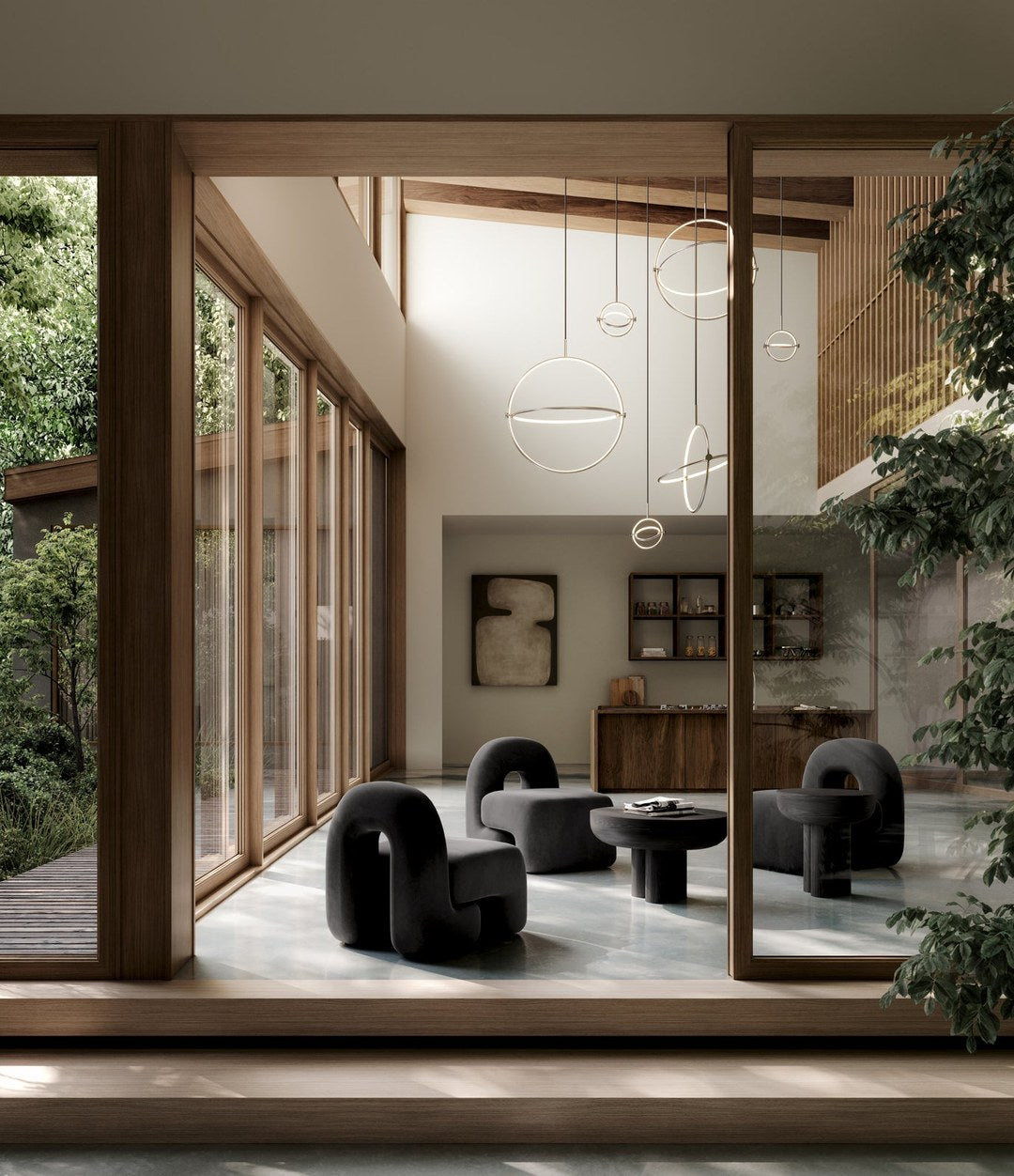 Maru Pendant, Ø60 by 101 Copenhagen in Chrome in a styled interior – In Dubai by WSPR