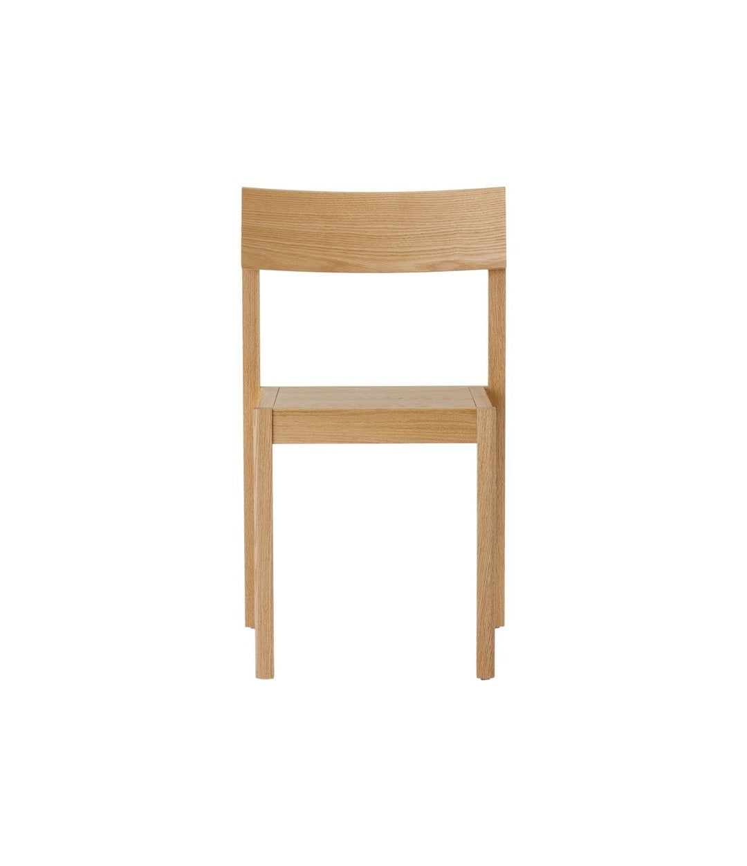 Mauro Dining Chair by Audo in natural oak with a wooden seat, front view – In Dubai by WSPR