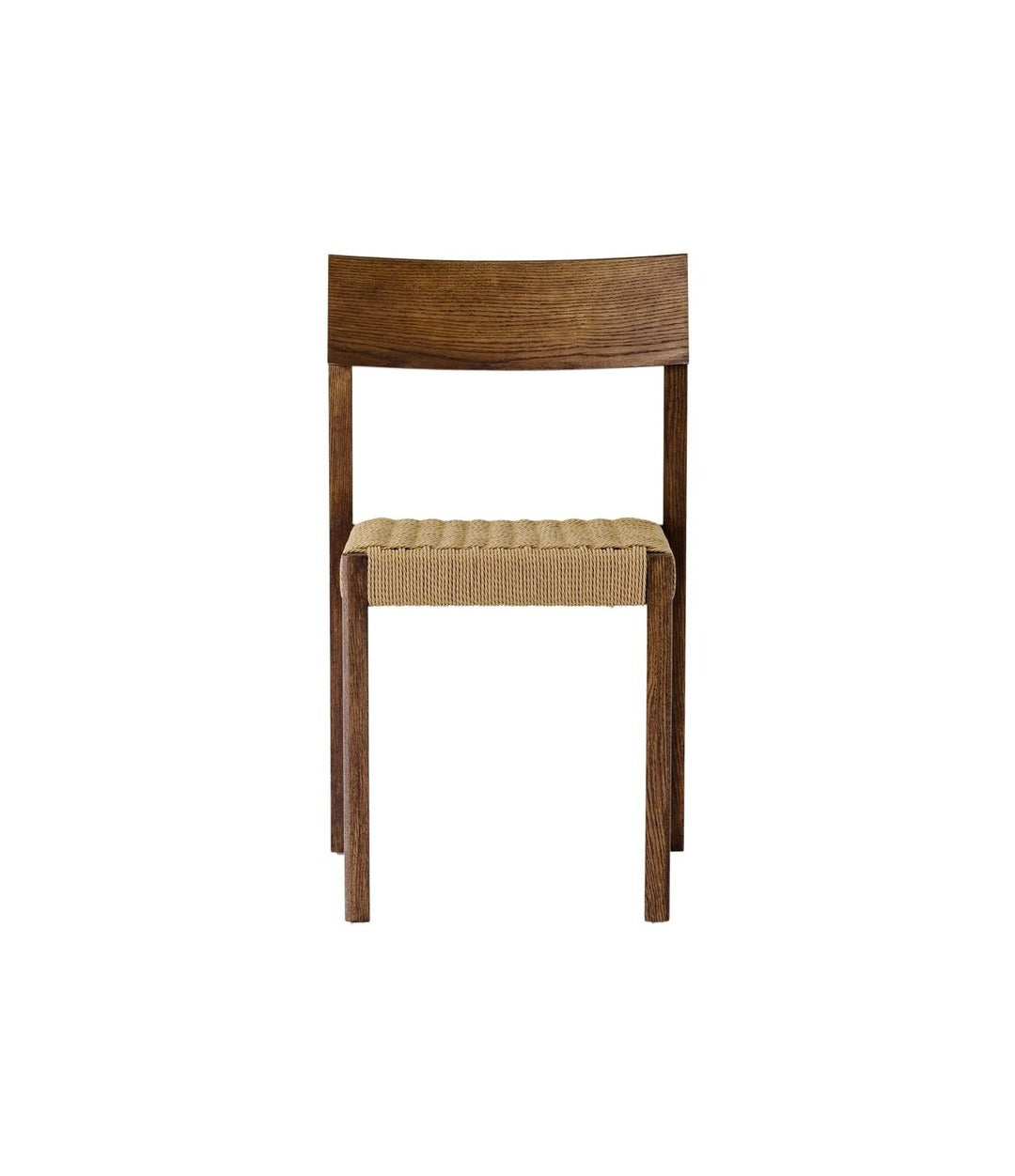 Mauro Dining Chair by Audo in dark stained oak with a paper cord seat, front view – In Dubai by WSPR