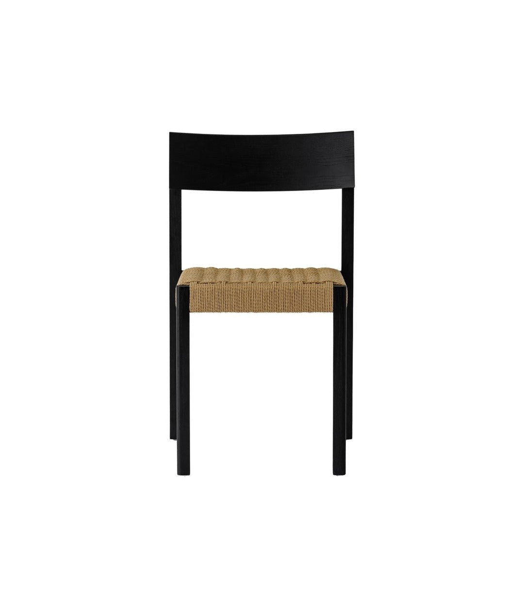 Mauro Dining Chair by Audo in black oak with a paper cord seat, front view – In Dubai by WSPR