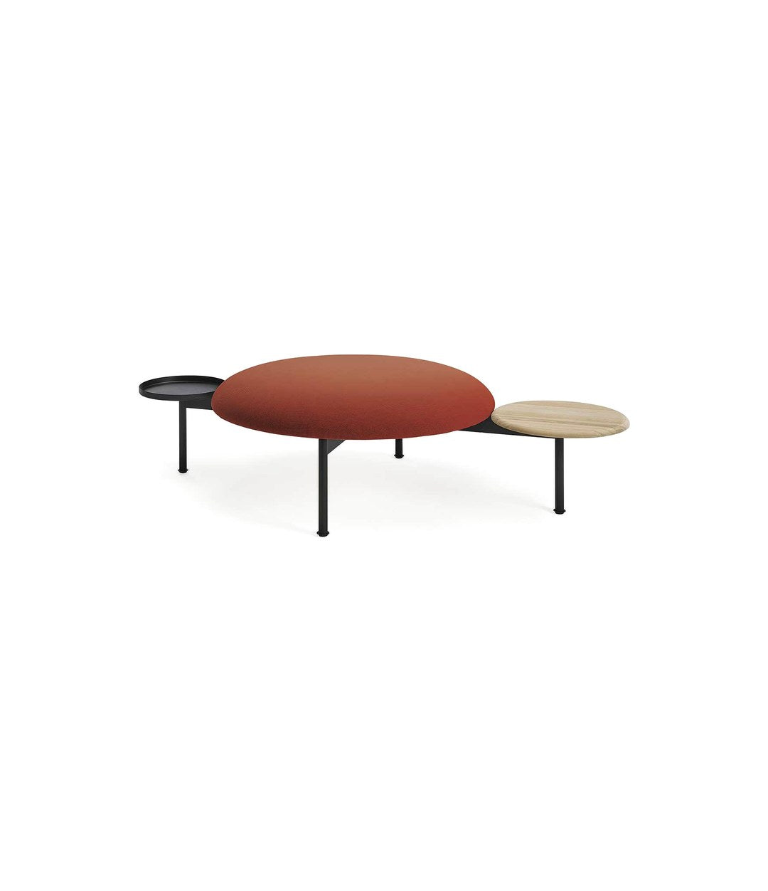 Meeting Point Pouf by Sancal in terracotta with black and ash tables – In Dubai by WSPR