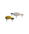 Meeting Point Pouf by Sancal in grey and mustard with three tables – In Dubai by WSPR