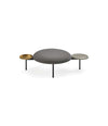 Meeting Point Pouf by Sancal in grey with brass and ash tables, front view – In Dubai by WSPR