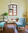 Menú Bench by Sancal in blue in a dining room – In Dubai by WSPR