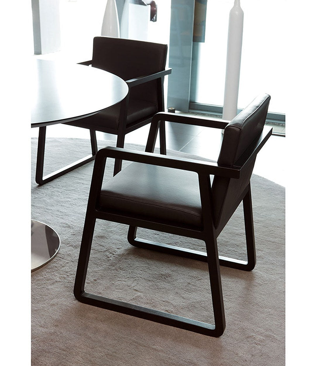 Midori Chair by Sancal in black by a window – In Dubai by WSPR