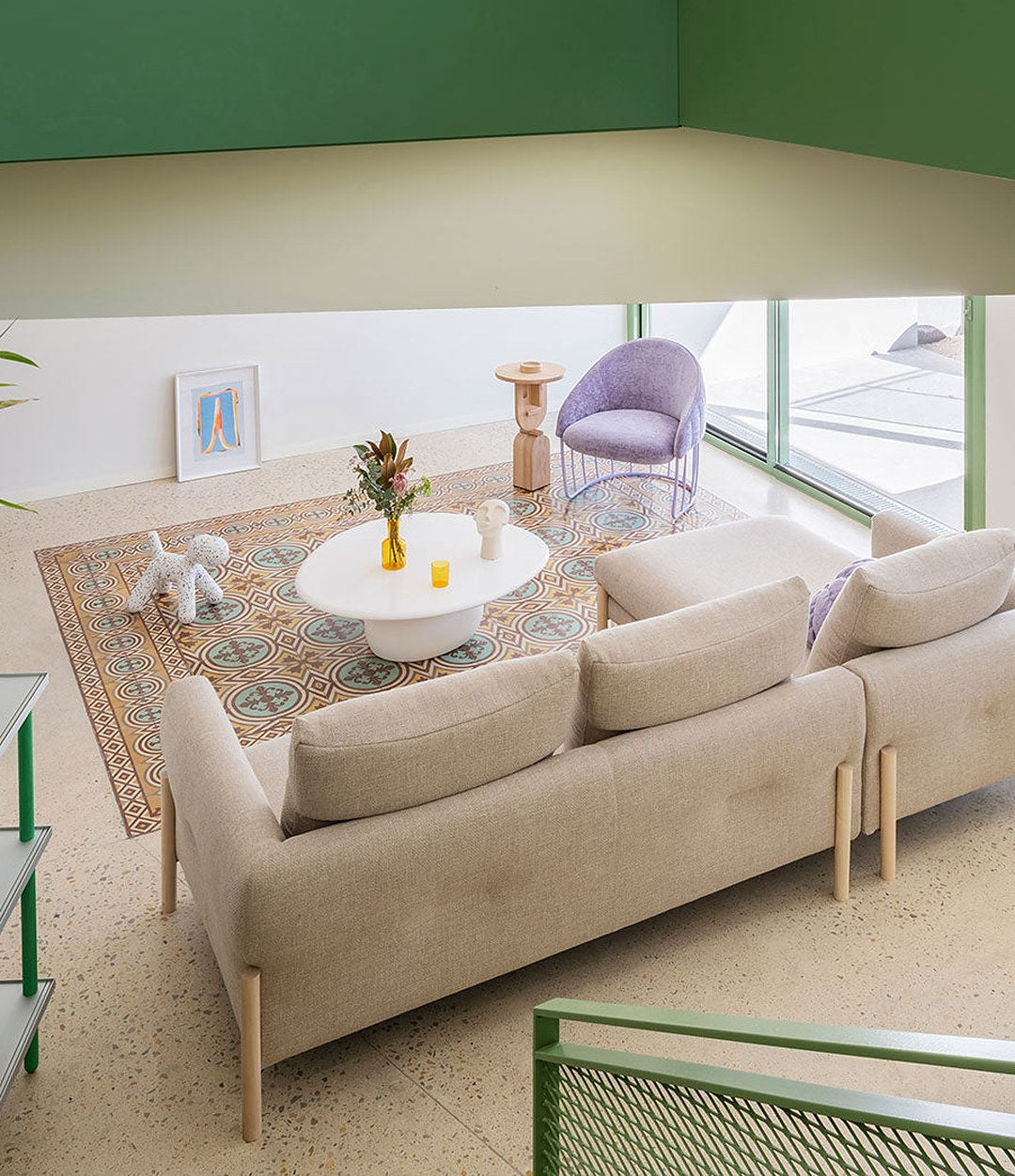 Momic Modular Sofa by Sancal corner composition in cream, seen from above – In Dubai by WSPR