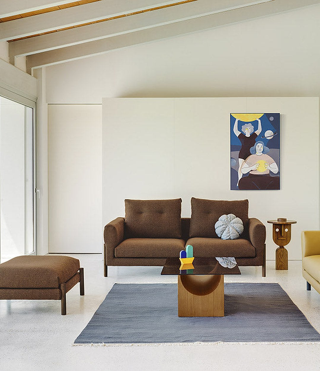 Momic Modular Sofa by Sancal in brown with a matching pouf – In Dubai by WSPR