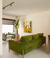 Momic Sofa by Sancal in green velvet in a bright room – In Dubai by WSPR