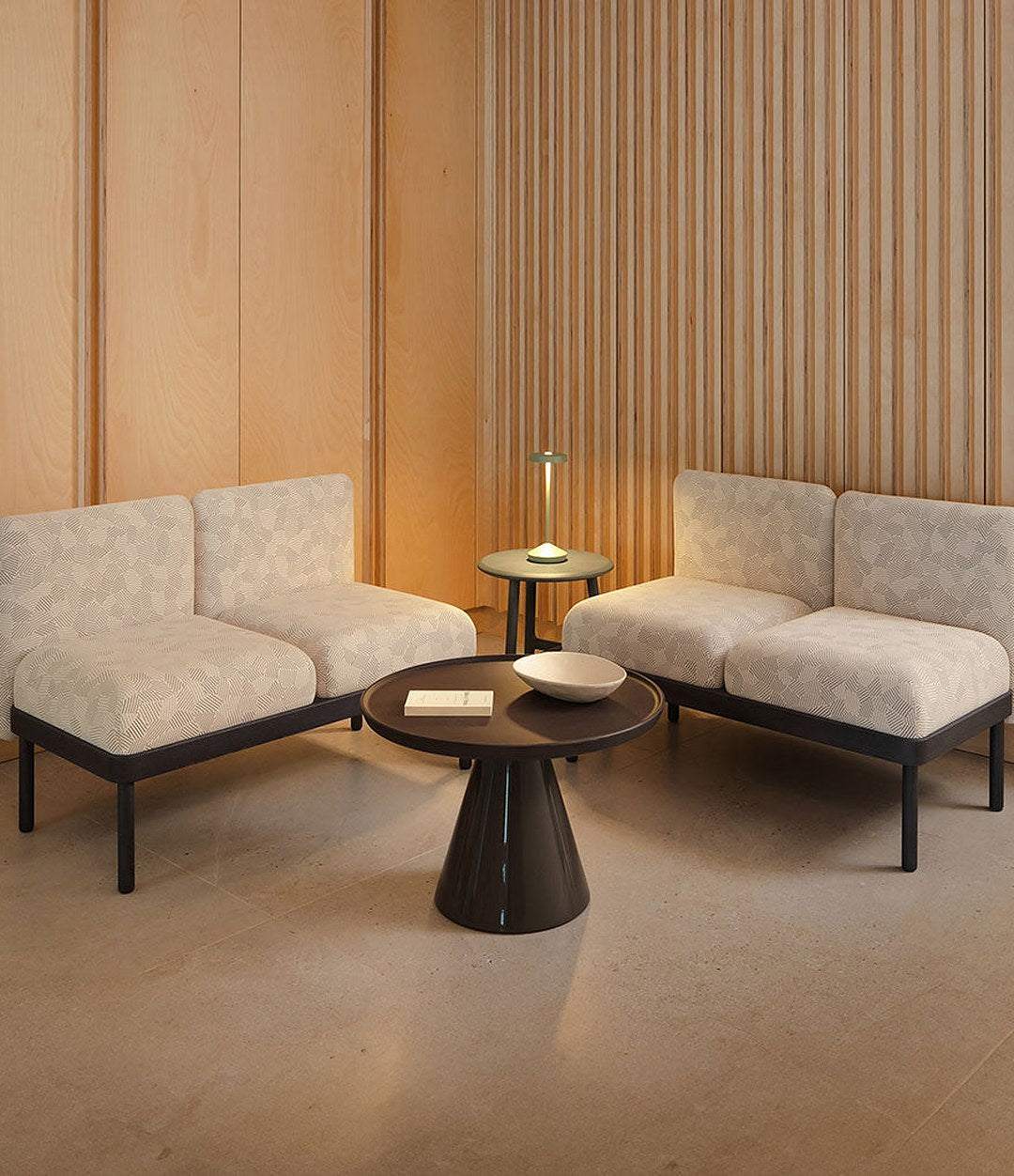 Mosaico Sofa by Sancal in cream in a warm lounge – In Dubai by WSPR