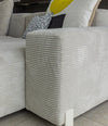 Mousse Sofa by Sancal in white corduroy, arm detail – In Dubai by WSPR