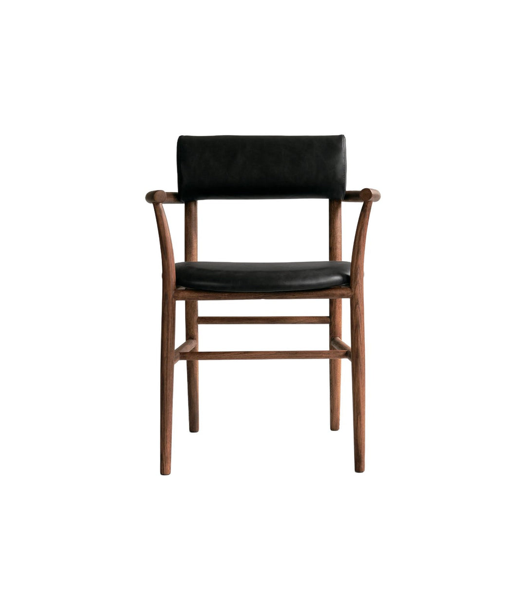 Nama Dining Chair with Armrests by 101 Copenhagen in Classic Brown Oak / Aniline Leather Black – In Dubai by WSPR