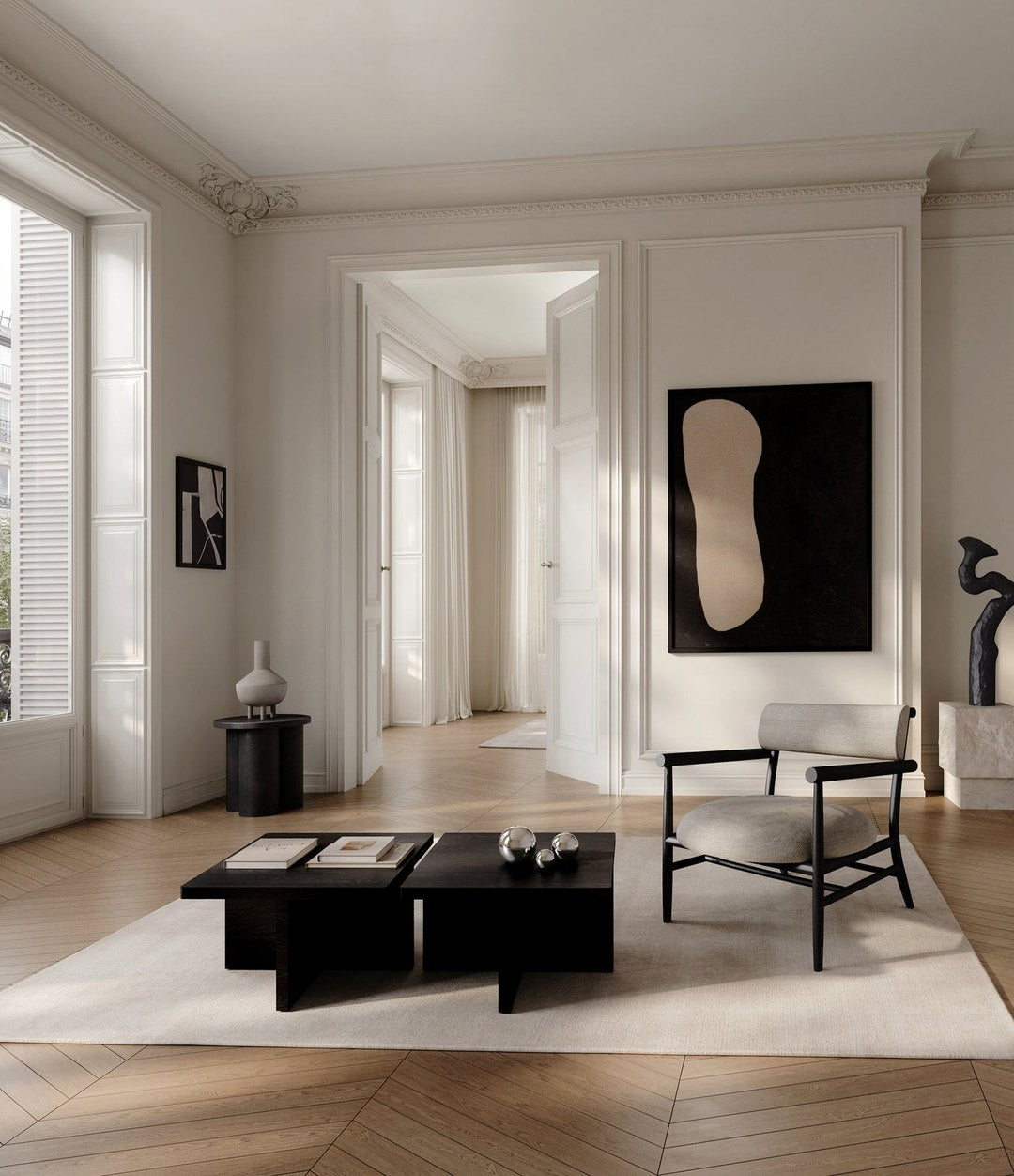 Nama Lounge Chair by 101 Copenhagen in Sand in a styled interior – In Dubai by WSPR