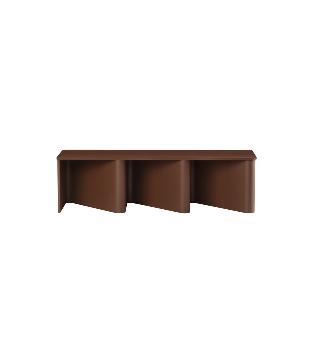 Nami Bench by Miniforms in Lacquered Cioccolato, front view – In Dubai by WSPR