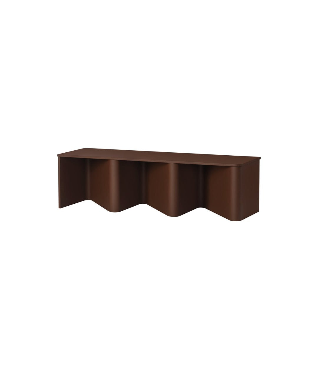Nami Bench by Miniforms in Lacquered Cioccolato, three-quarter view – In Dubai by WSPR