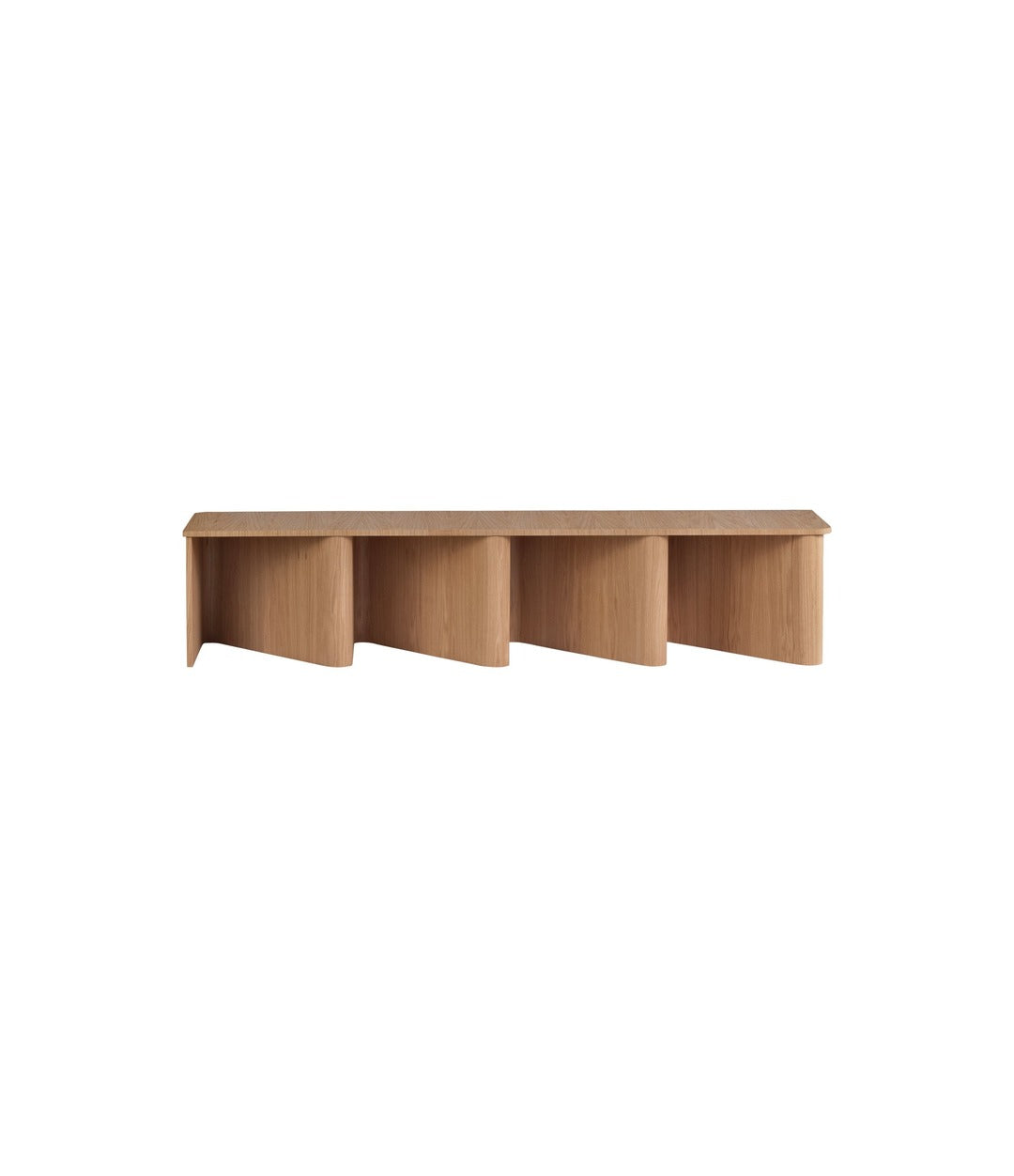 Nami Bench by Miniforms in Flamed Oak, front view – In Dubai by WSPR