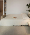 Nap Sofa Bed by Sancal opened into a bed with a mushroom lamp – In Dubai by WSPR