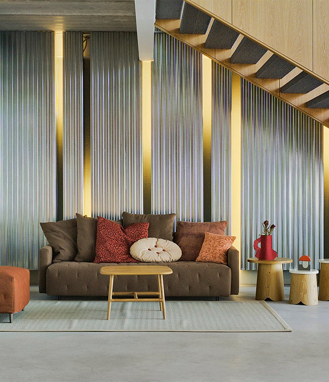 Nap Sofa Bed by Sancal in brown in a loft – In Dubai by WSPR