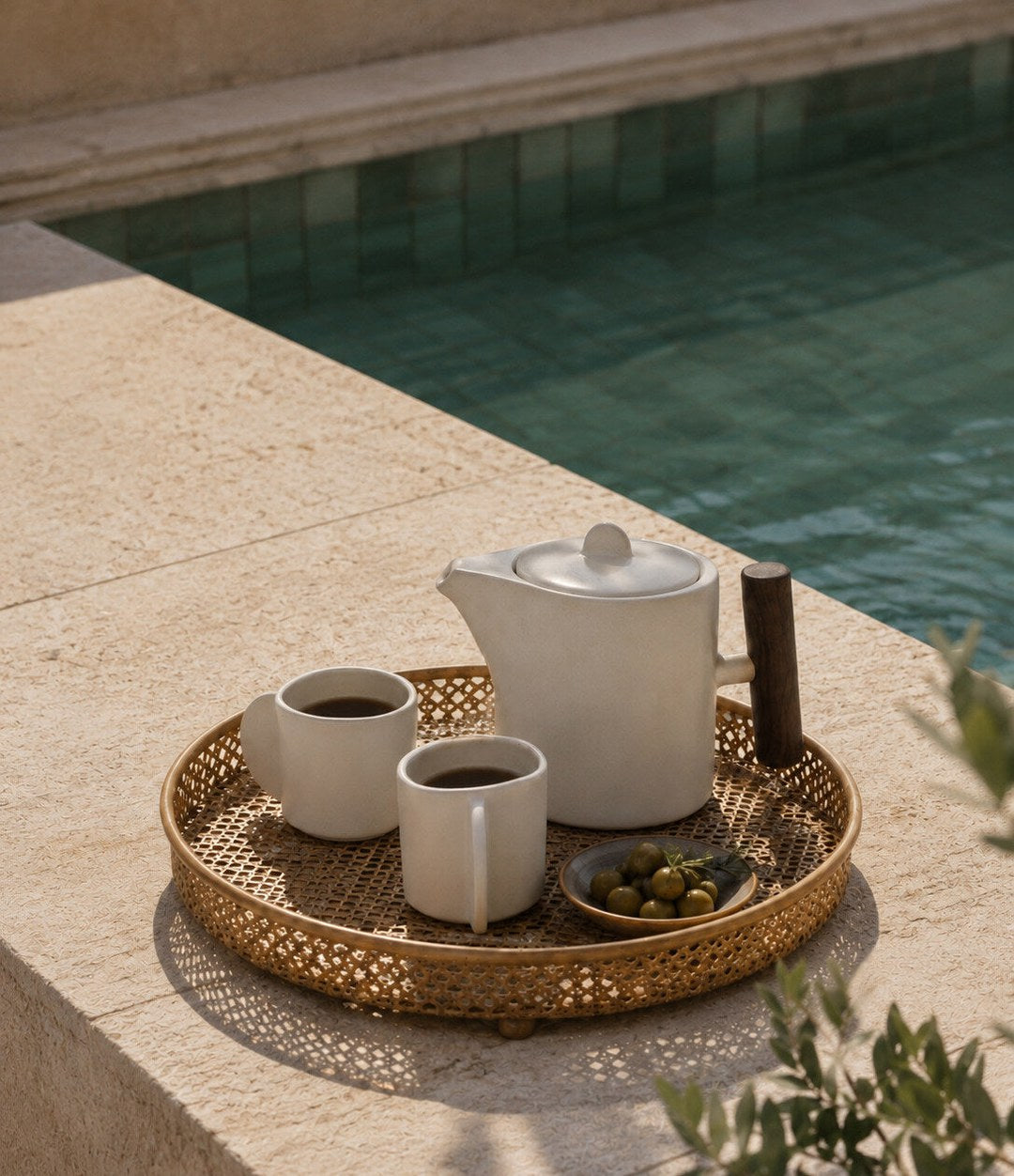 Native Tea Pot by 101 Copenhagen in Birch in a styled interior – In Dubai by WSPR
