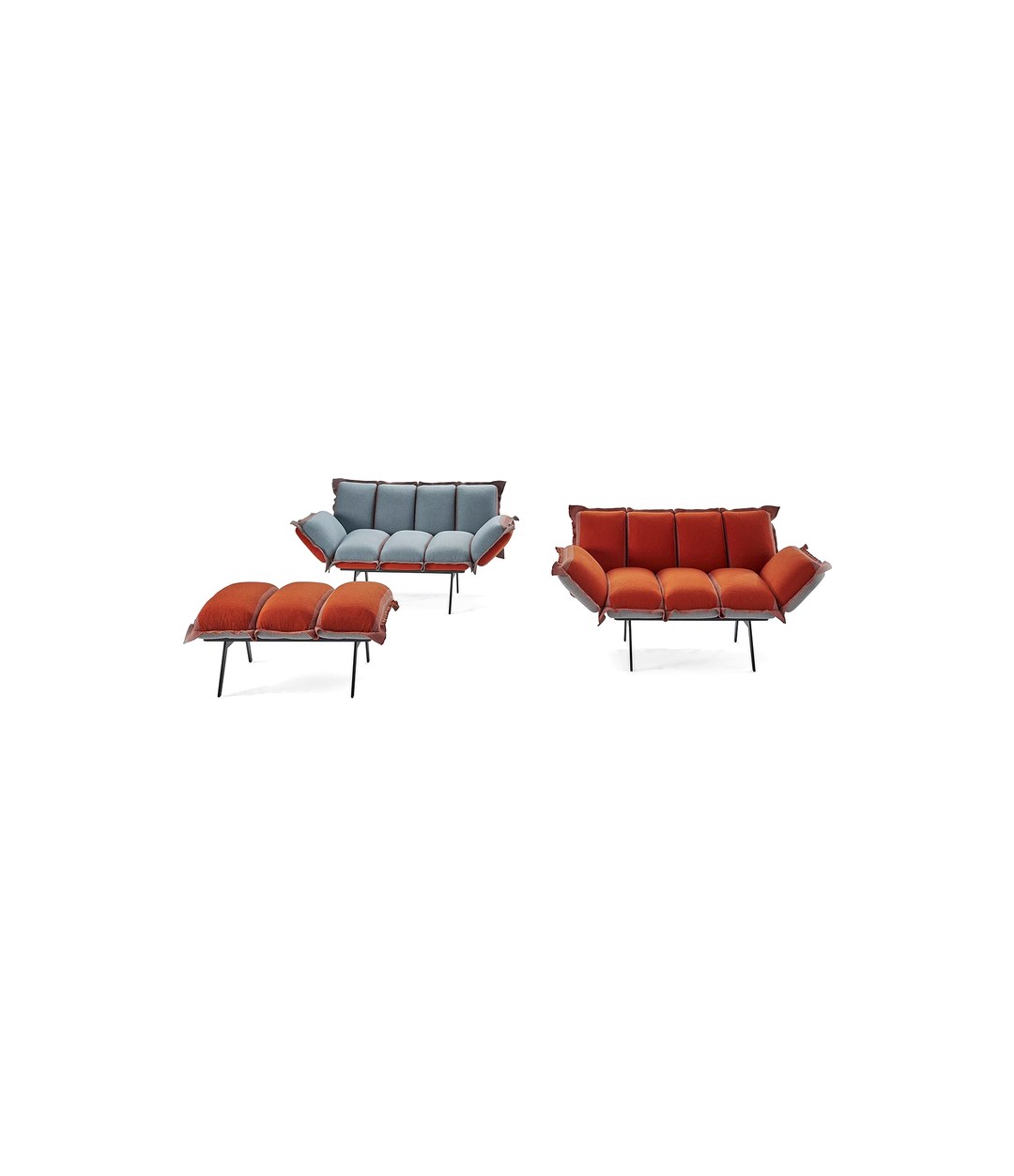 Next Stop Armchair by Sancal in blue and orange with a matching pouf – In Dubai by WSPR