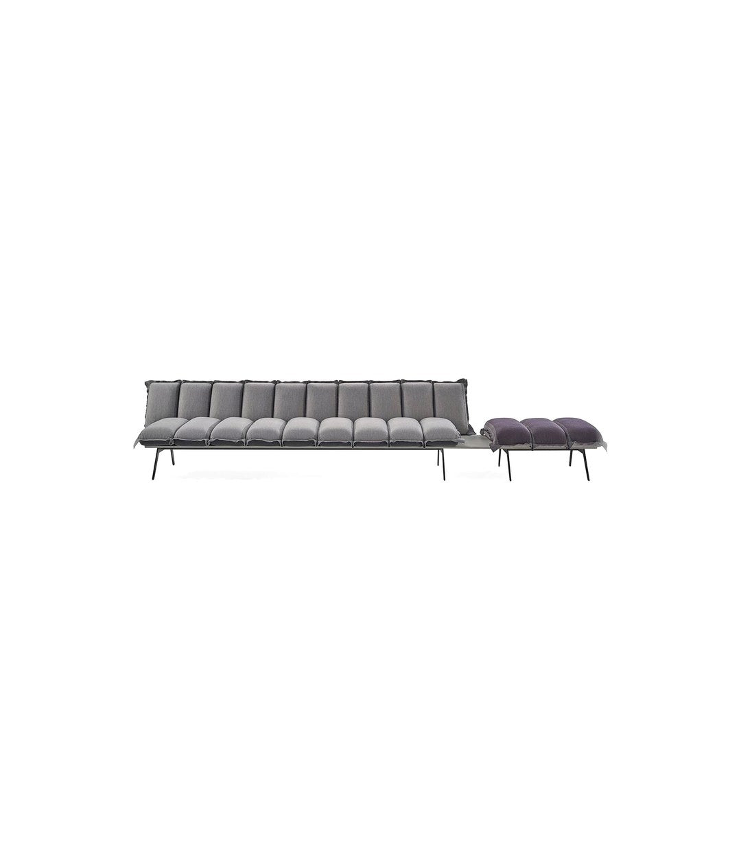Next Stop Modular Bench by Sancal backrest module with a table and bench in grey and purple – In Dubai by WSPR