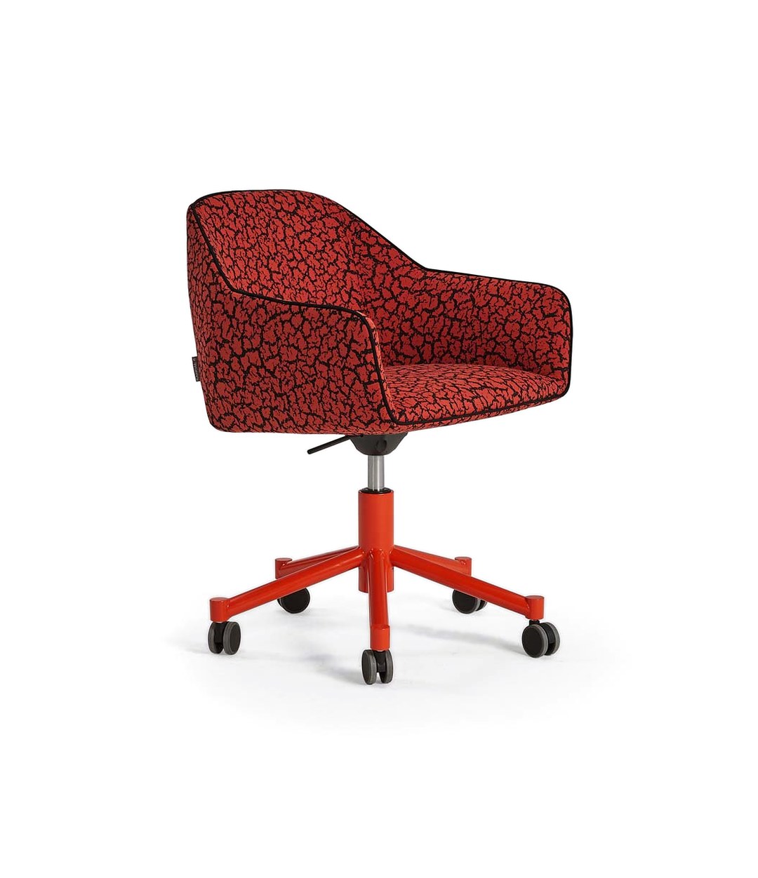 Nido Chair by Sancal in a red pattern on a red wheeled base, front view – In Dubai by WSPR