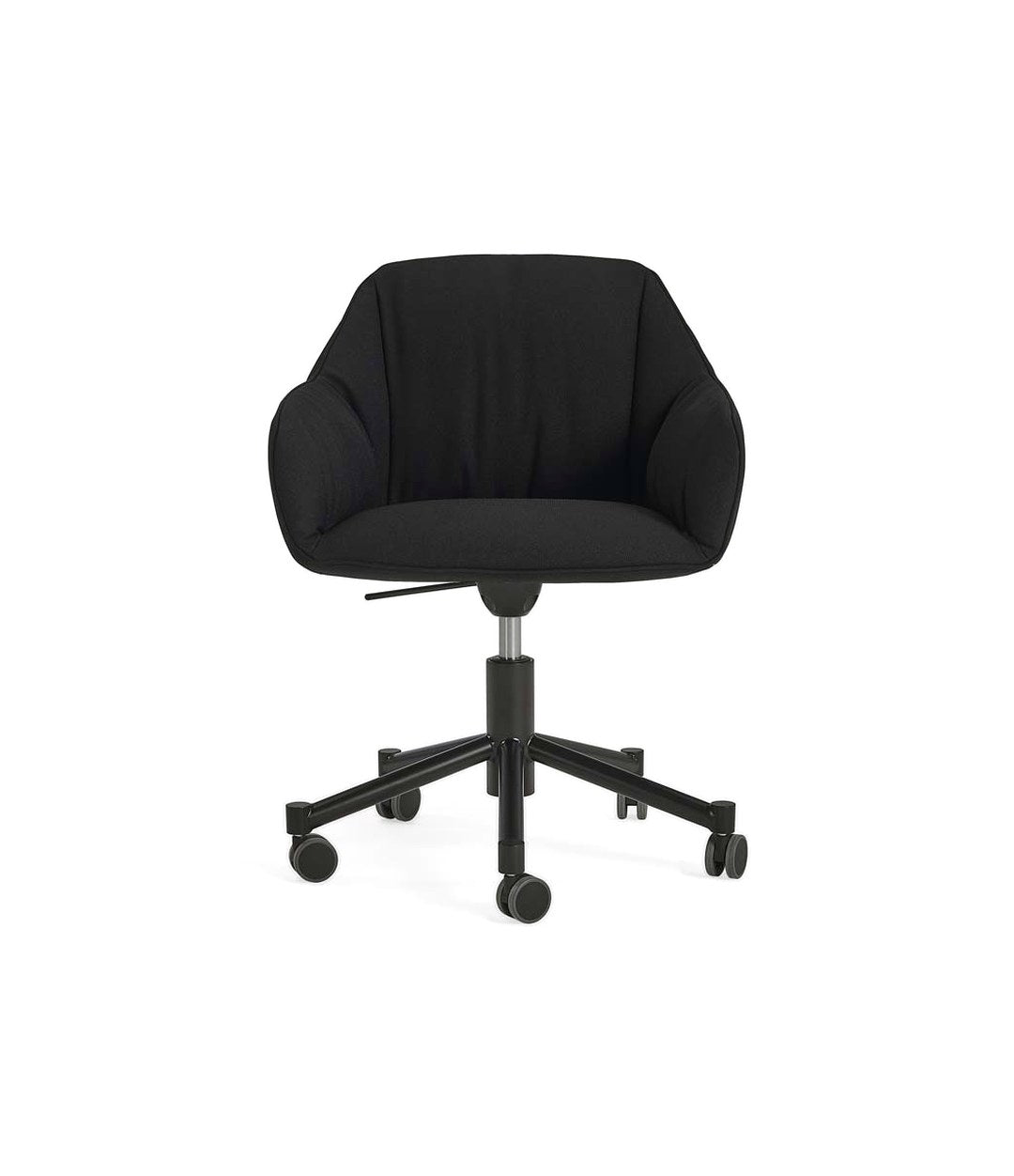 Nido Chair by Sancal in black on a wheeled base, front view – In Dubai by WSPR