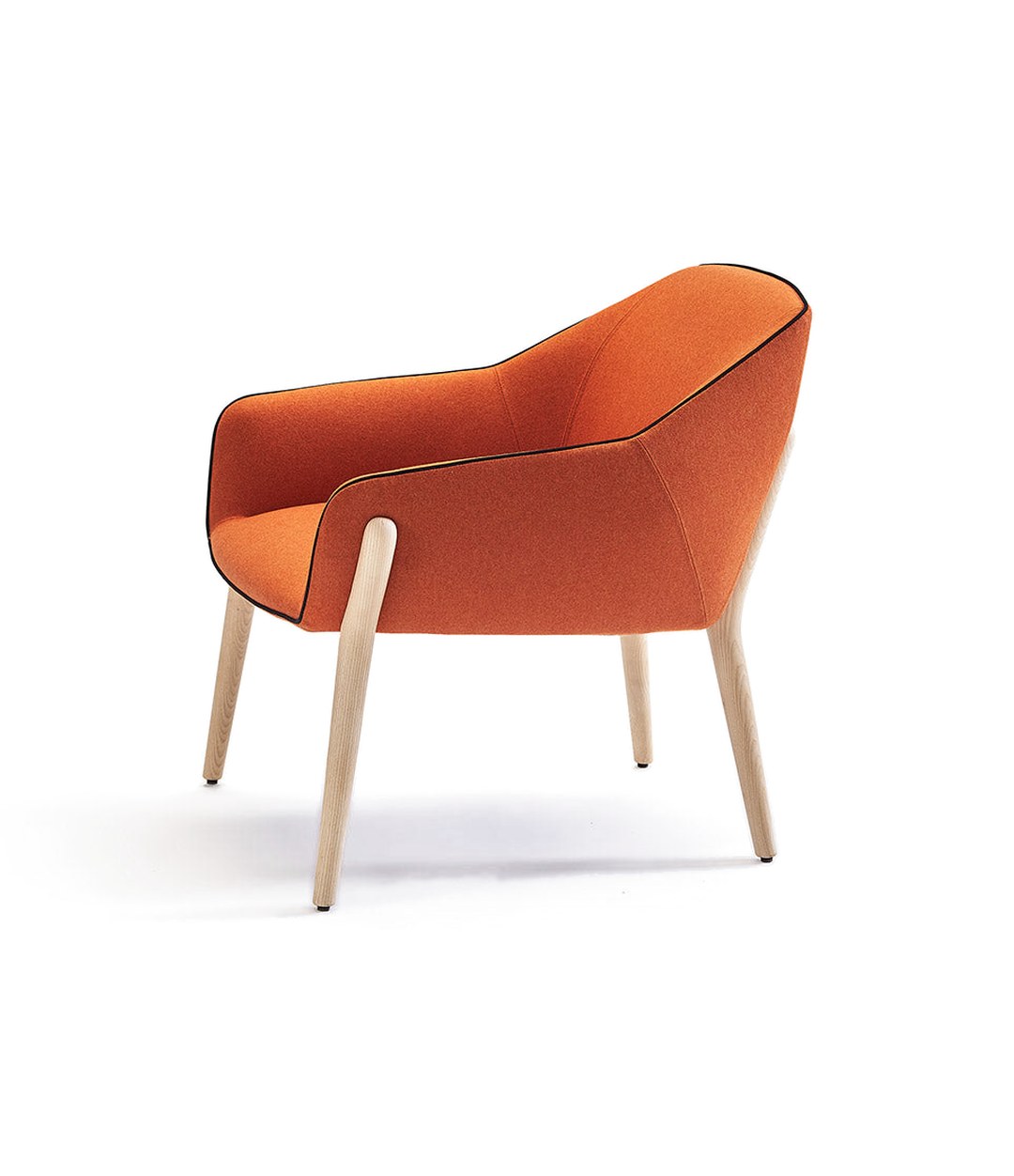 Nido Small Armchair by Sancal in orange on ash legs, side view – In Dubai by WSPR