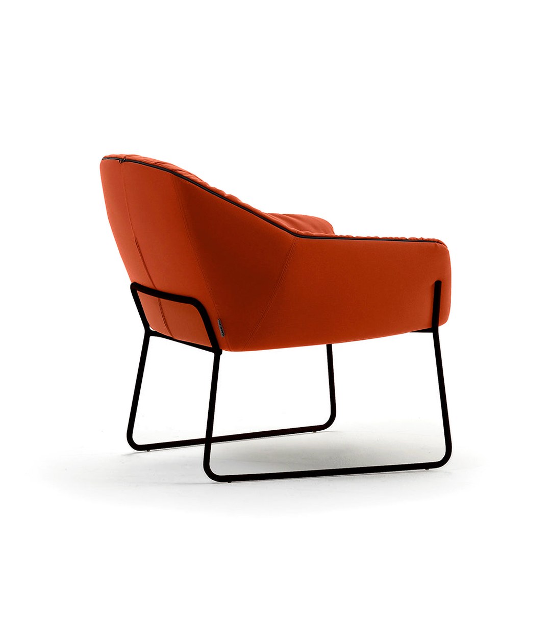 Nido Small Armchair by Sancal in orange on a sled base, side view – In Dubai by WSPR