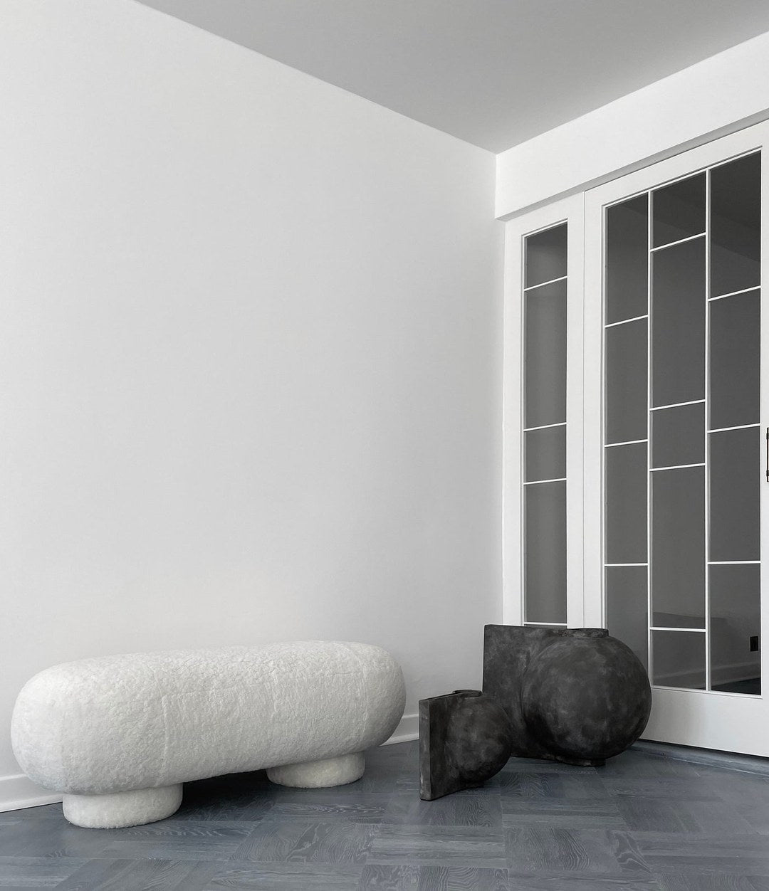 Offset Vase, Big by 101 Copenhagen in Dark Grey in a styled interior – In Dubai by WSPR