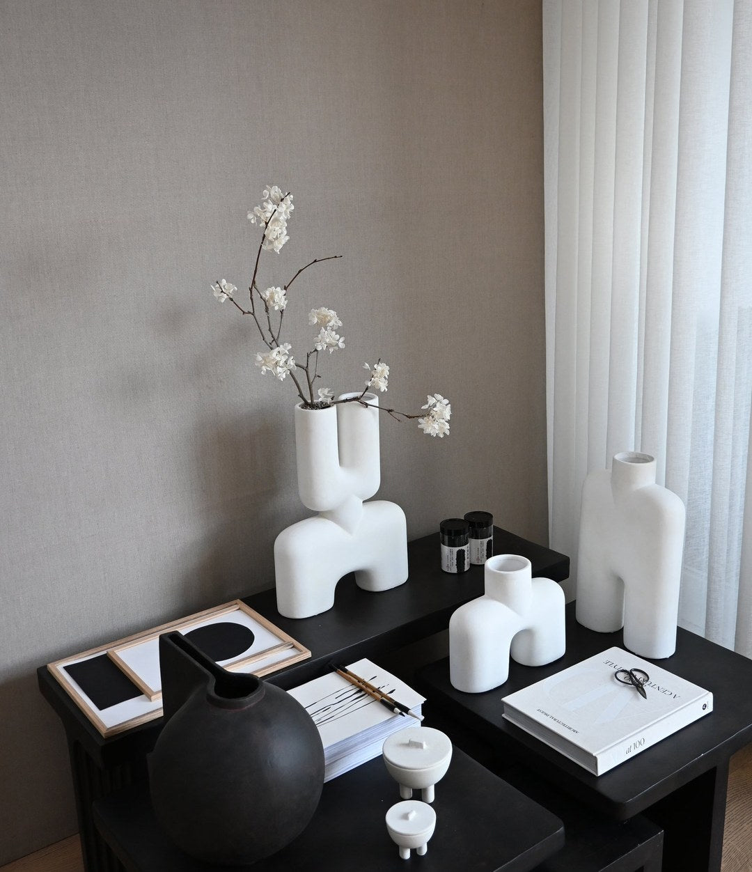 Offset Vase, Mini by 101 Copenhagen in Coffee in a styled interior – In Dubai by WSPR