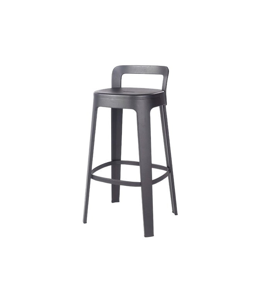 Ombra Bar Stool by RS Barcelona in Jet Black, With Backrest back view – In Dubai by WSPR