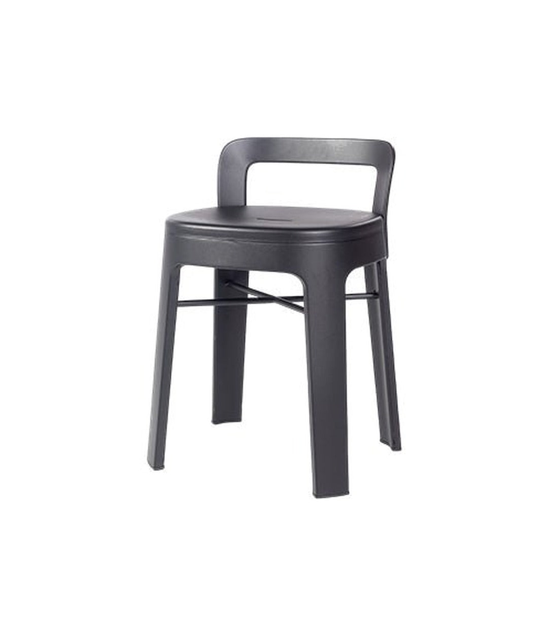 Ombra Low Stool by RS Barcelona in Jet Black, With backrest back view – In Dubai by WSPR