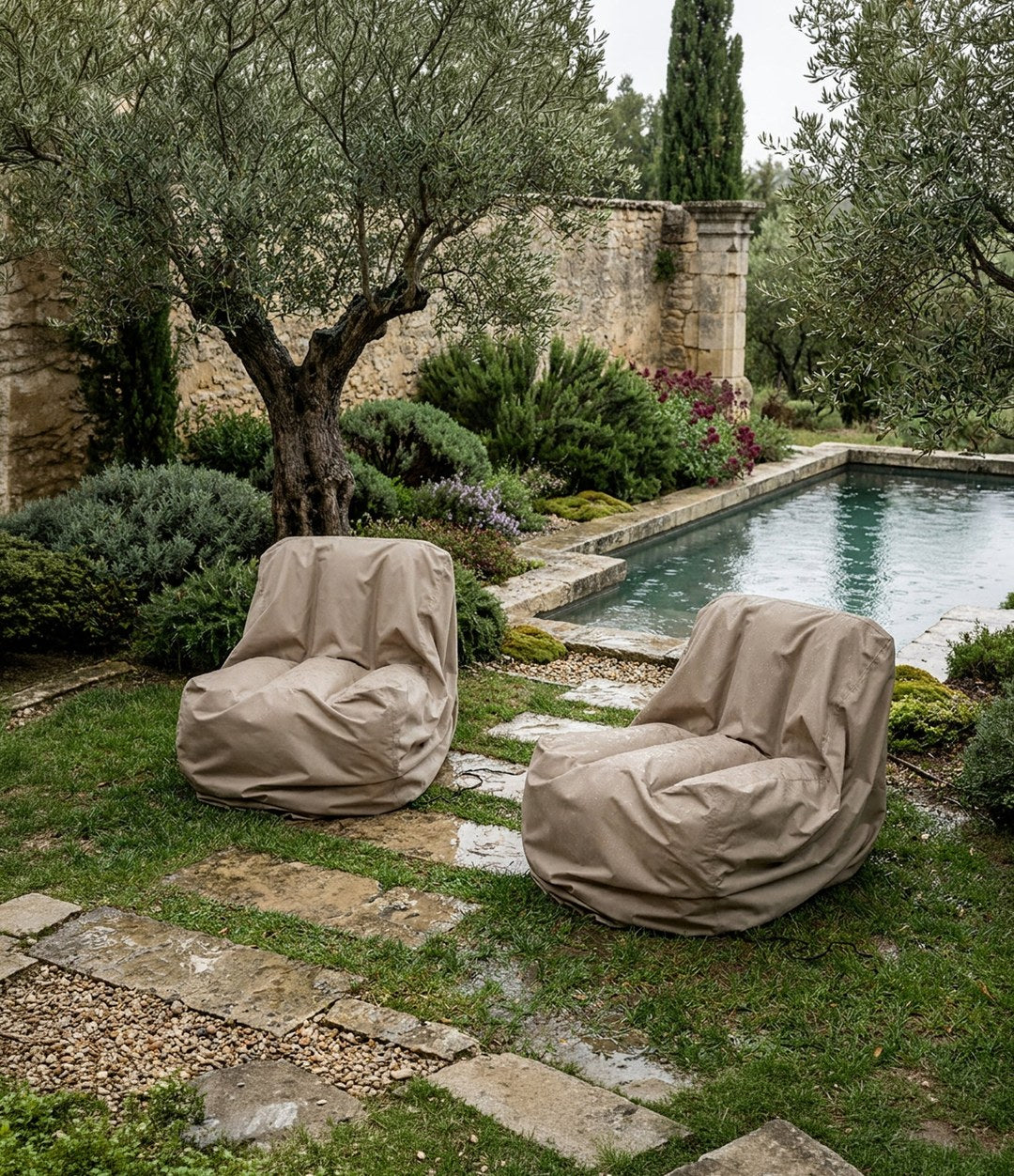 Outdoor Cover, Lounge Chair by 101 Copenhagen in Sand in a styled interior, view 3 – In Dubai by WSPR