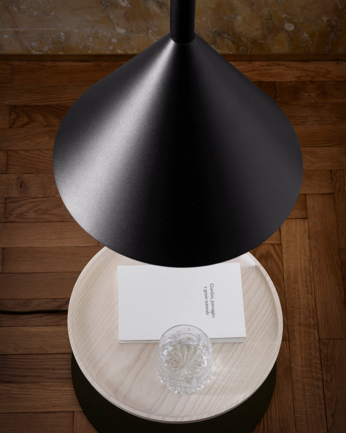 Ozz Lamp by Miniforms, close view from above of the black shade and ash shelf – In Dubai by WSPR