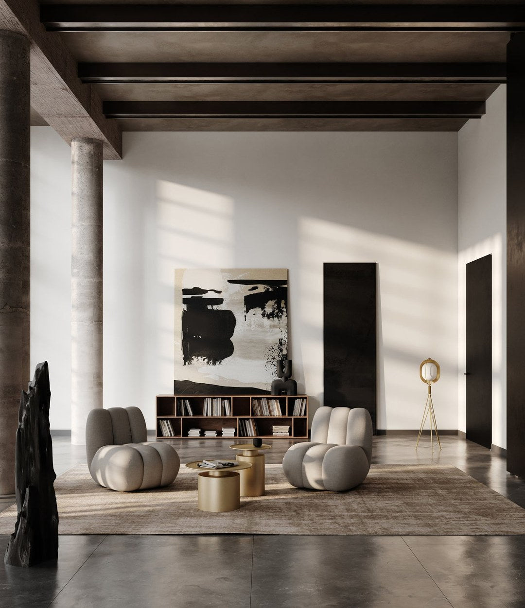 Pearl Floor Lamp by 101 Copenhagen in Brass in a styled interior – In Dubai by WSPR