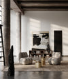 Pillar Table, Low by 101 Copenhagen in Brass in a styled interior, view 2 – In Dubai by WSPR