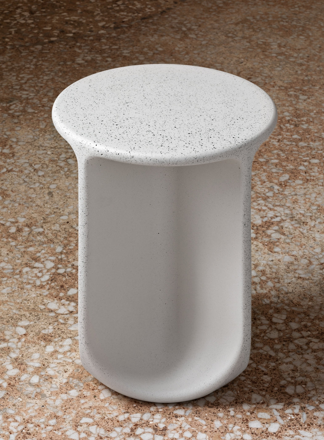 Pinto Coffee Table by Miniforms in a pale concrete finish, full view of the side table – In Dubai by WSPR