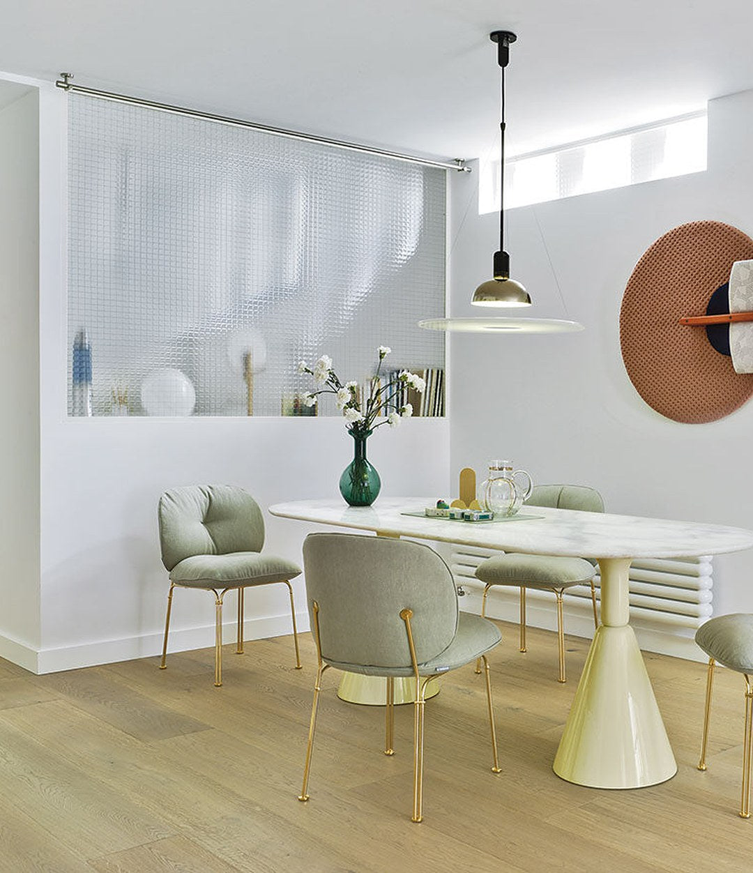 Pion Dining Table by Sancal in white in a bright dining room – In Dubai by WSPR