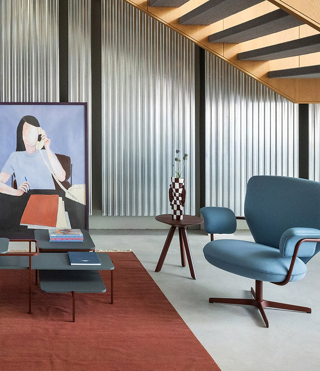 Planta Armchair by Sancal in blue in a loft – In Dubai by WSPR