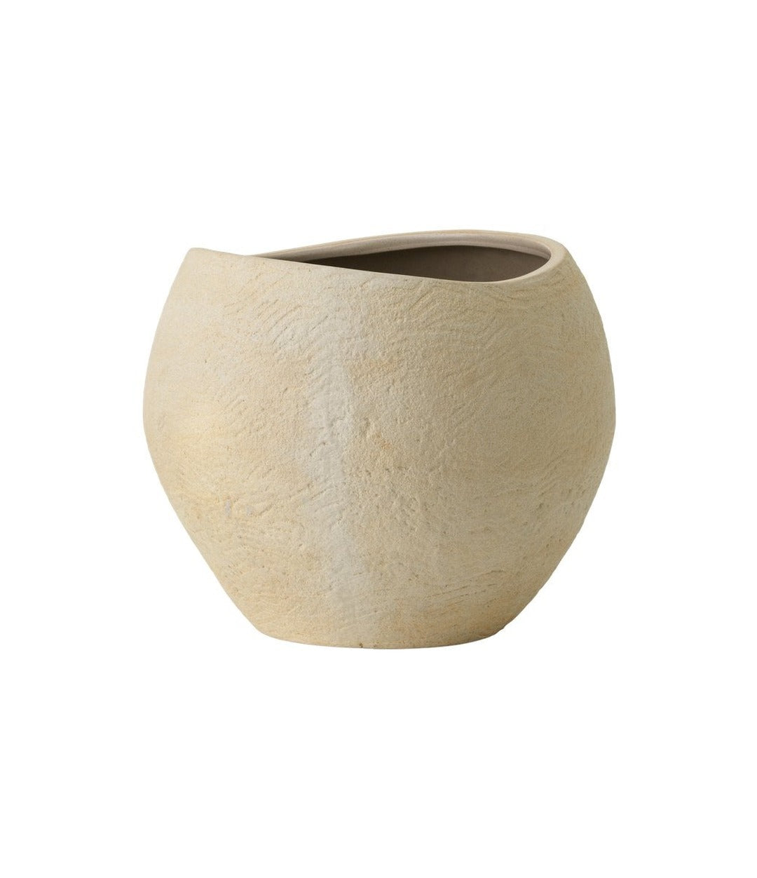 Plantas Planter by Audo in ivory, size H32 cm, angled view – In Dubai by WSPR