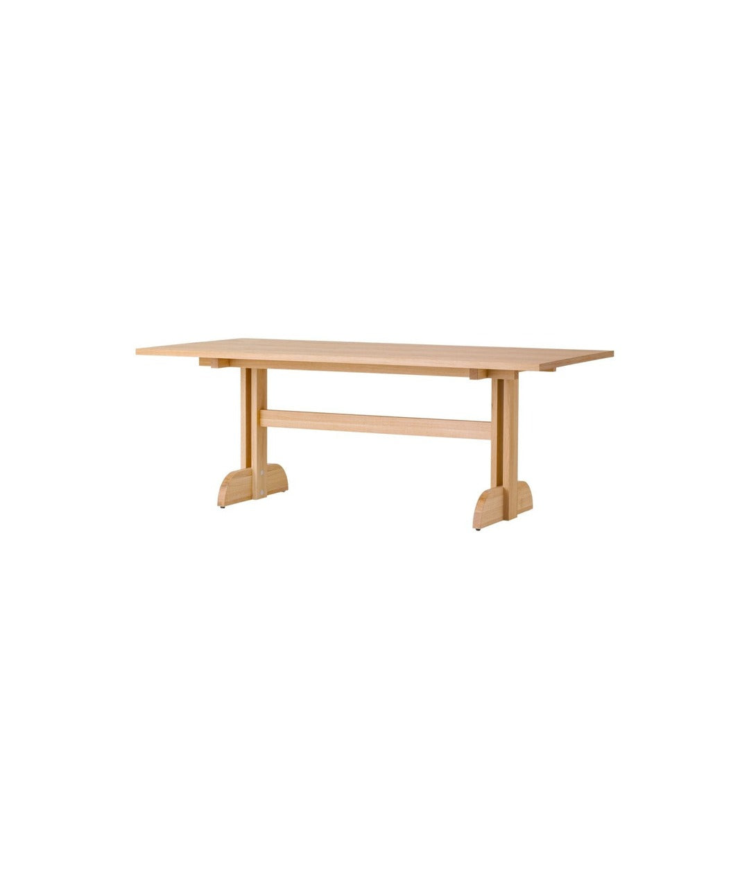 Puffin Dining Table, Rectangular by Audo with an oak veneer top, angled view – In Dubai by WSPR