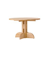 Puffin Dining Table, Round by Audo in natural oak with a solid oak top, angled view – In Dubai by WSPR